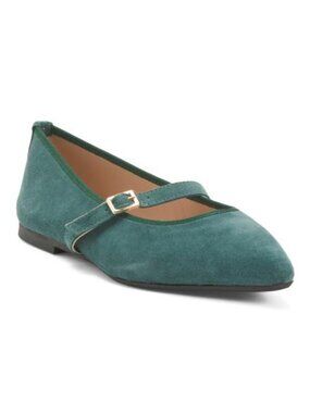 IL TOSCANO Made In Italy Suede Ballerina Pointy Toe Mary Jane Flats